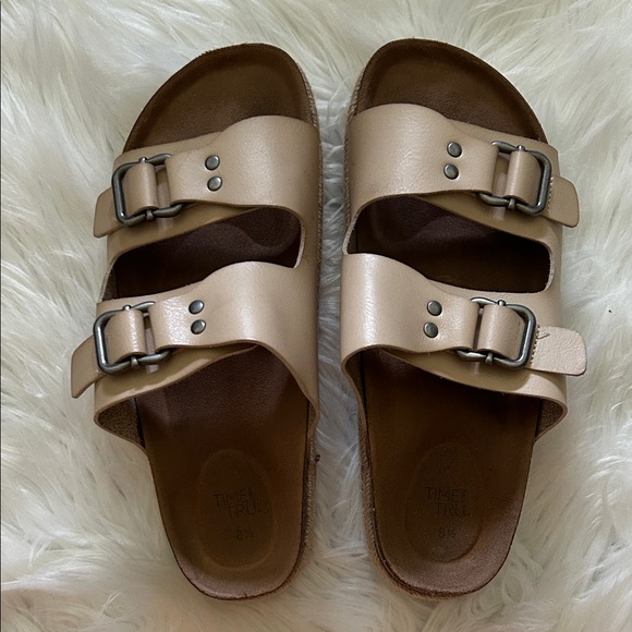 Time and Tru Beige Double Strap Sandals - Picture 1 of 3